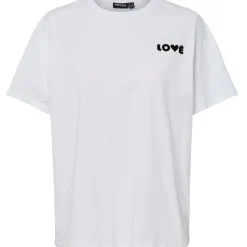 PIECES DAME T-SHIRT PCJINDLE - Bright White Black Love