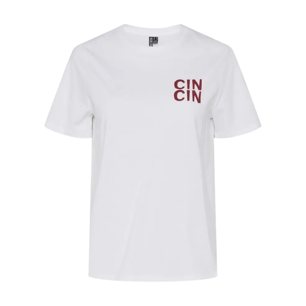 PIECES dame t-shirt PCPUKKA - Bright White CINCIN
