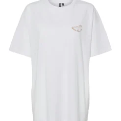 PIECES dame t-shirt PCTRIXIE - Bright White SUNBURN CROISSANT