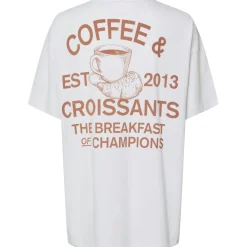 PIECES dame t-shirt PCTRIXIE - Bright White SUNBURN CROISSANT