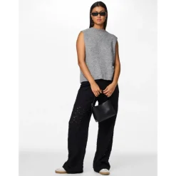 PIECES dame vest PCSILLY - Medium grey melange