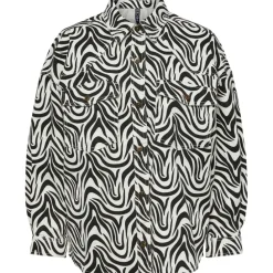Pieces denim skjorte PCNURSEL - Bright White Black Zebra