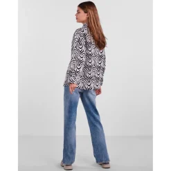 Pieces denim skjorte PCNURSEL - Bright White Black Zebra
