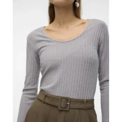 VERO MODA dame bluse VMBRITT - Light Grey Melange