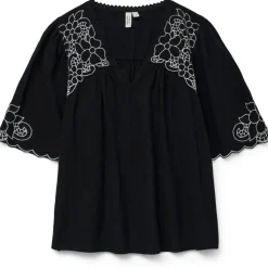 VERO MODA dame bluse VMBRIDGET - Black CLOUD DANCER EMB.