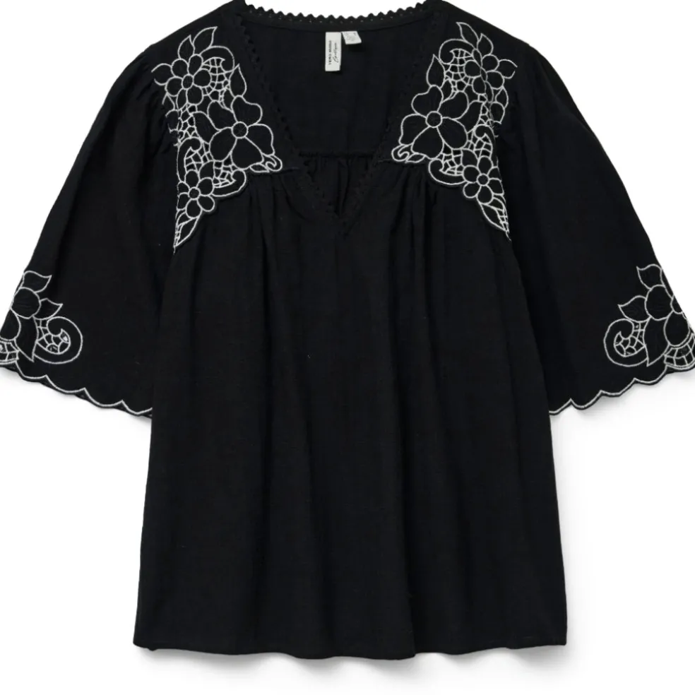 VERO MODA dame bluse VMBRIDGET - Black CLOUD DANCER EMB.