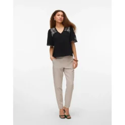 VERO MODA dame bluse VMBRIDGET - Black CLOUD DANCER EMB.