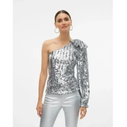 VERO MODA dame bluse VMEFI - Silver Colour