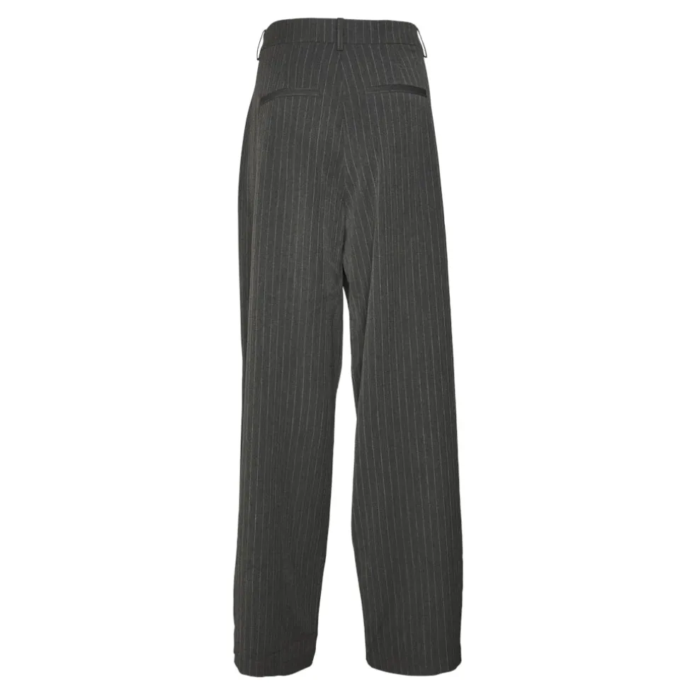 VERO MODA dame bukser VMSILJE - Dark Grey Melange PINSTRIPE