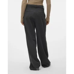 VERO MODA dame bukser VMSILJE - Dark Grey Melange PINSTRIPE