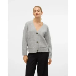 VERO MODA DAME CARDIGAN VMBOOM - Light Grey Melange