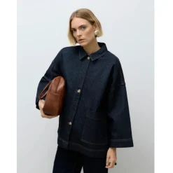 VERO MODA DAME JAKKE AWVERENA - Dark Blue Denim Rinse