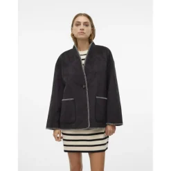 VERO MODA dame jakke VMLIVA - Black WHITE DETAIL