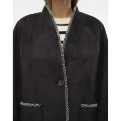 VERO MODA dame jakke VMLIVA - Black WHITE DETAIL