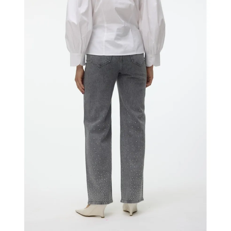 VERO MODA dame jeans VMTESSA - Light Grey Denim STUDS