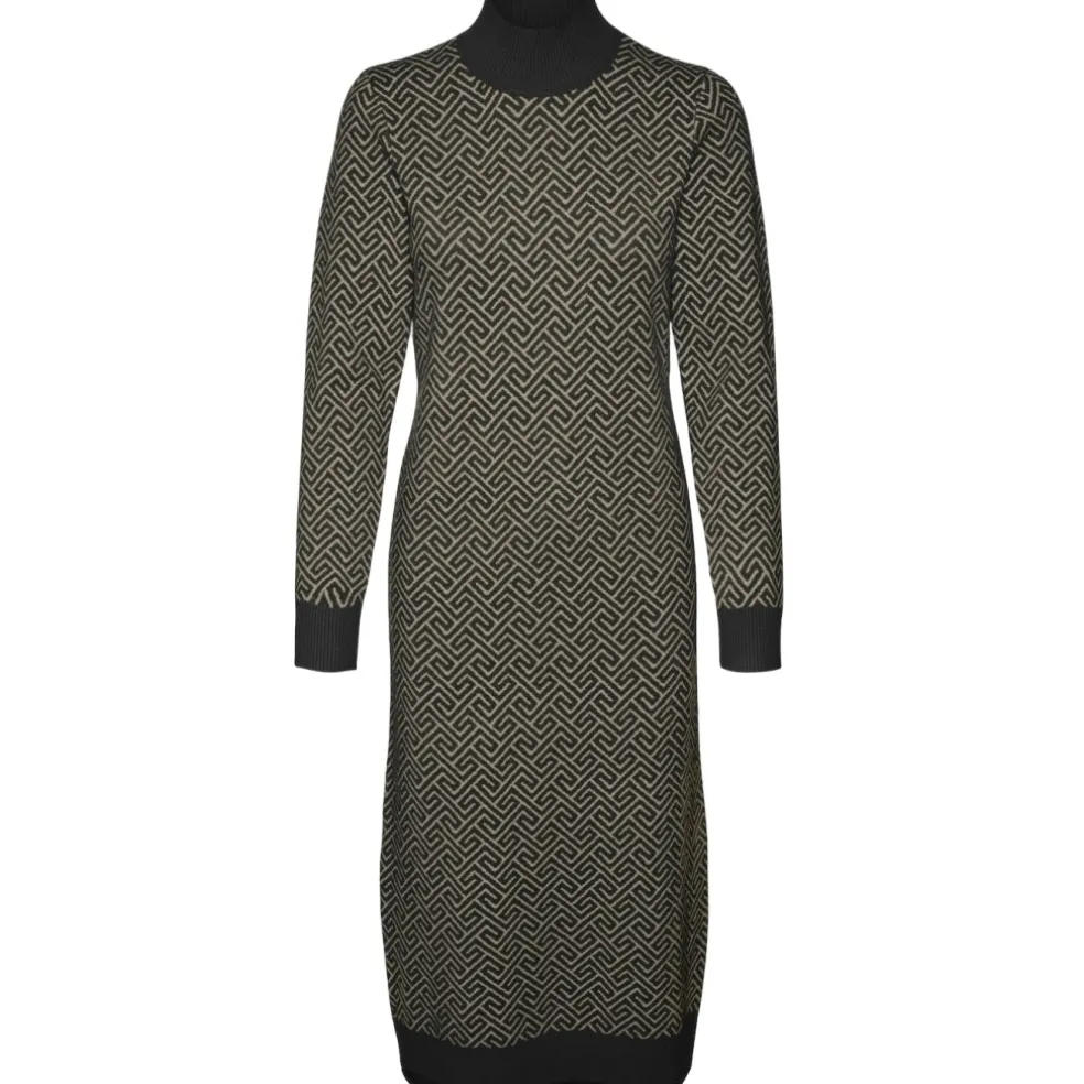 VERO MODA dame kjole VMARIA - Black W. SILVER MINK GRAFIC PRINT