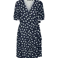Vero Moda dame kjole VMJESMILO - Navy Blazer Snow white dots