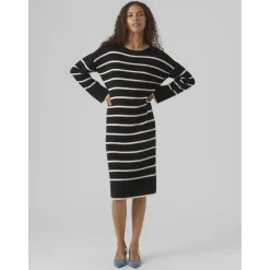 Vero Moda dame kjole VMJOANA - Black Stripes W. Birch