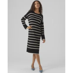 Vero Moda dame kjole VMJOANA - Black Stripes W. Birch