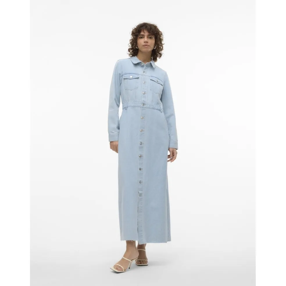 VERO MODA dame kjole VMMOLLY - Light Blue Denim