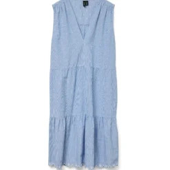 VERO MODA dame kjole VMNIKA - Cashmere Blue Bright White