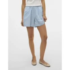 VERO MODA dame shorts VMCHARLOTTE - Airy Blue Stripes Cloud dancer/twill