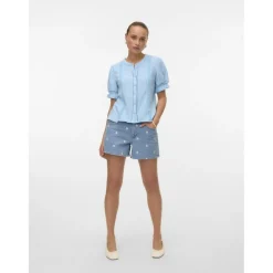 VERO MODA DAME SHORTS VMTESS - Light Blue Denim