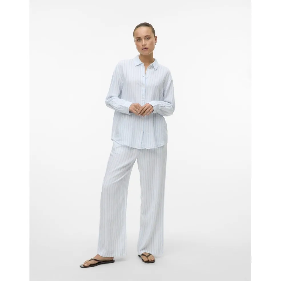 VERO MODA dame skjorte VMLINN - Snow White Olga Airy Blue