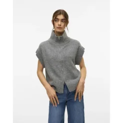 Vero moda dame strik vest VMBANG - Medium grey melange