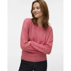 Vero Moda dame strik VMDOFFY - Ribbon Red Detail:W. White Melange