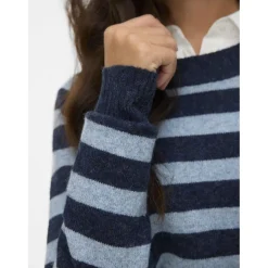 Vero Moda dame strik VMDOFFY - Navy Blazer Stripes:W. CHINA BLUE