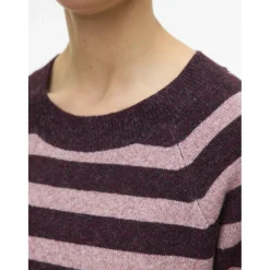 Vero Moda dame strik VMDOFFY - Winetasting Stripes:W. ROSE BROWN