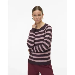Vero Moda dame strik VMDOFFY - Winetasting Stripes:W. ROSE BROWN
