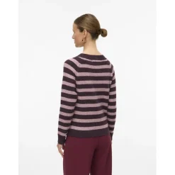 Vero Moda dame strik VMDOFFY - Winetasting Stripes:W. ROSE BROWN