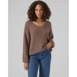 VERO MODA dame strik VMERIN - Brown Lentil