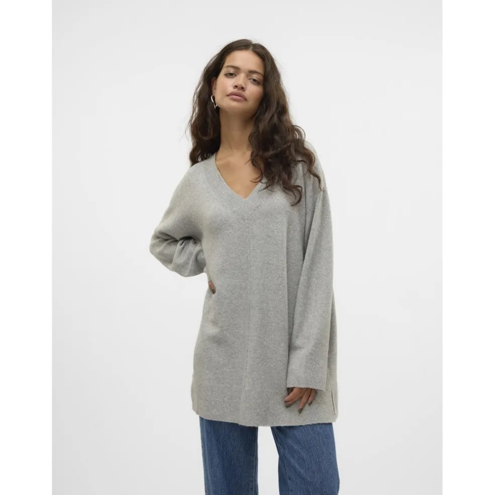 VERO MODA dame strik VMESTI - Light Grey Melange