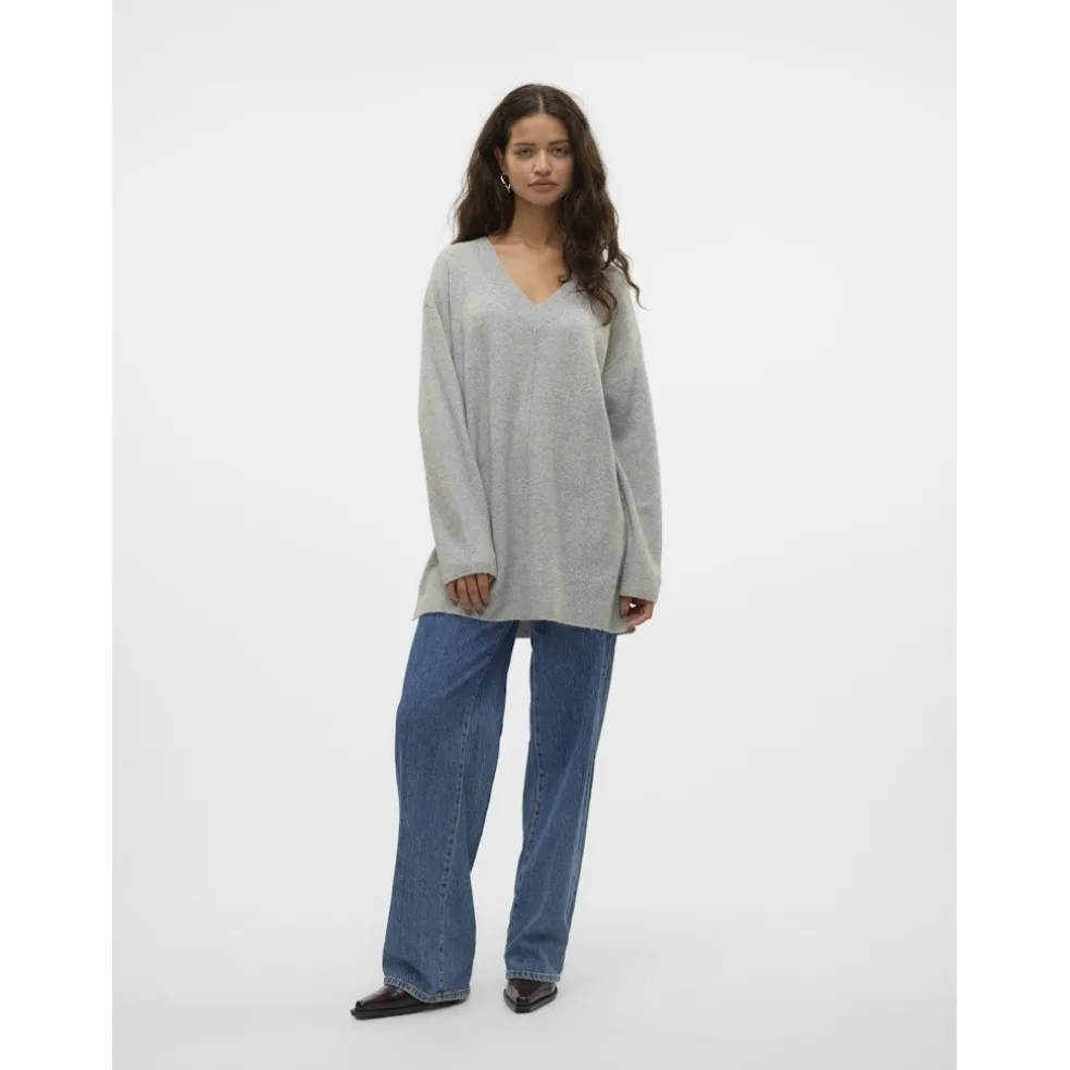 VERO MODA dame strik VMESTI - Light Grey Melange
