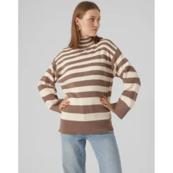 VERO MODA dame strik VMHERMOSA - Brown Lentil W BIRCH