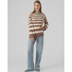 VERO MODA dame strik VMHERMOSA - Brown Lentil W BIRCH