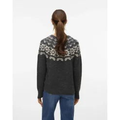 Vero moda dame strik VMSIMONE - Dark Grey Melange Detail:W. BIRCH + ROSE