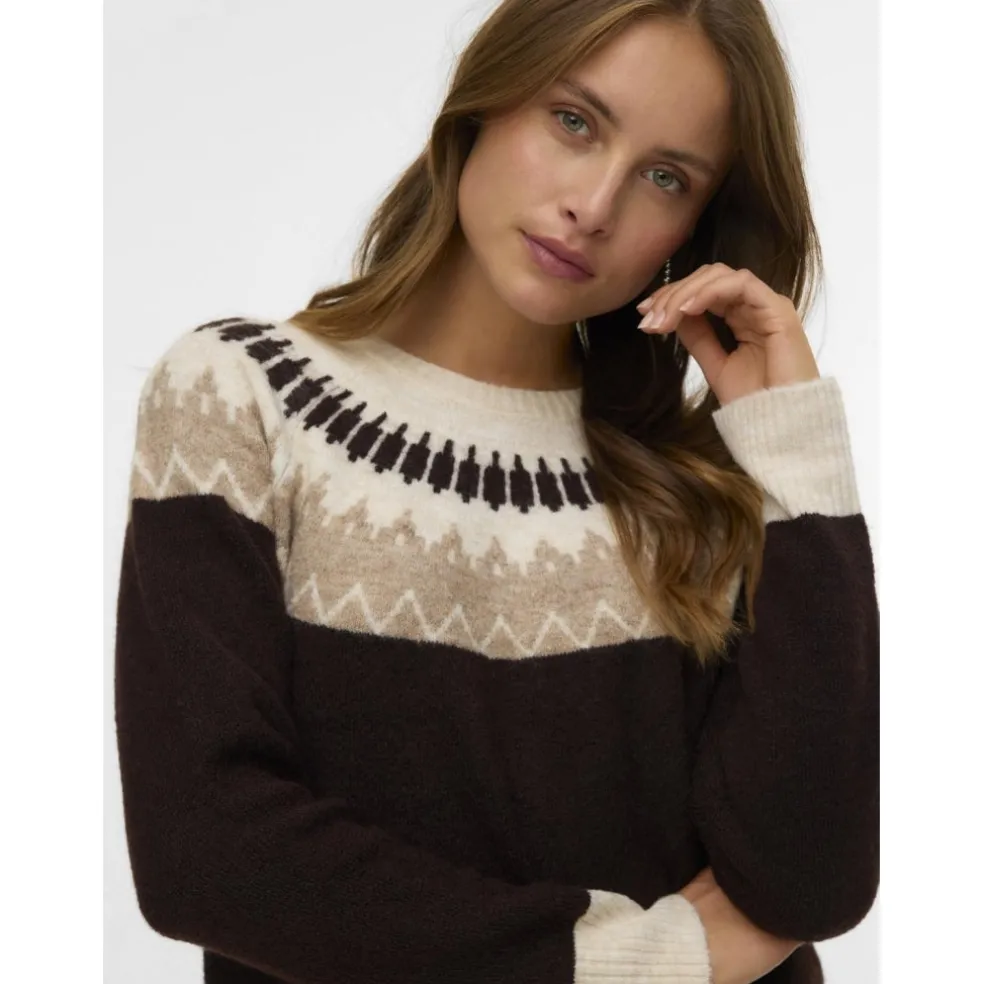 Vero moda dame strik VMSIMONE - Chocolate Torte Detail:W. SILVER MINK + BIRCH