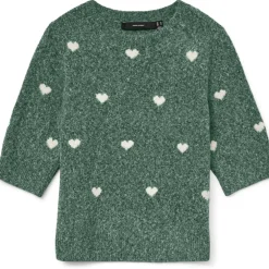 VERO MODA DAME STRIKTRØJE VMDOFFE - Laurel Wreath White Hearts