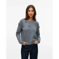 VERO MODA DAME STRIKTRØJE VMROSE - Medium grey melange