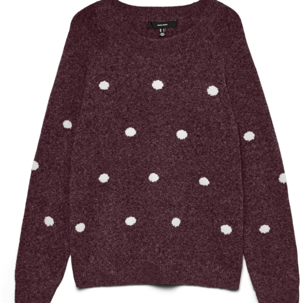 VERO MODA DAME STRIKTRØJE VMDOFFY - Winetasting White Dots