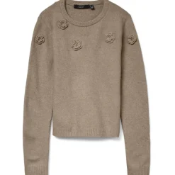 VERO MODA DAME STRIKTRØJE VMROSE - Silver Mink Melange