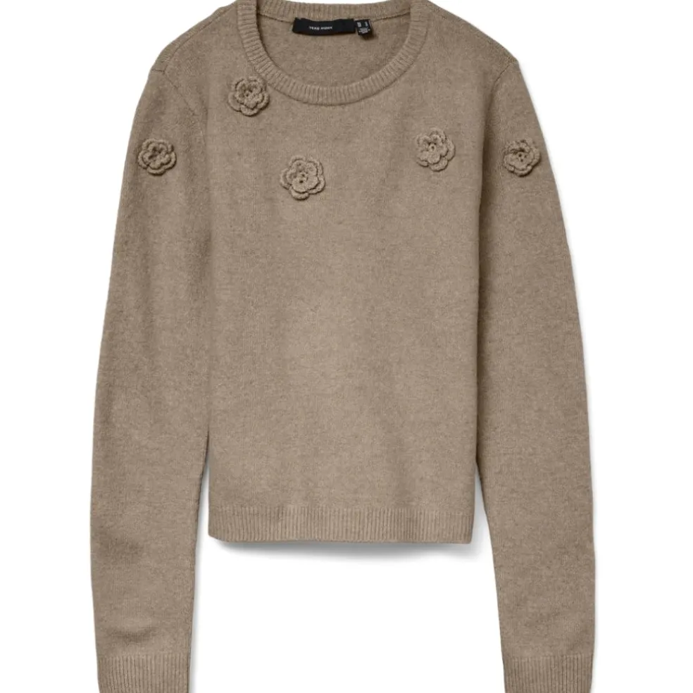 VERO MODA DAME STRIKTRØJE VMROSE - Silver Mink Melange