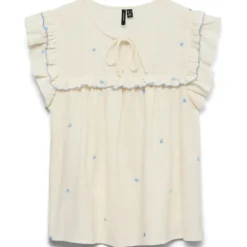 VERO MODA DAME TOP VMELINA - Birch Blue Hearts