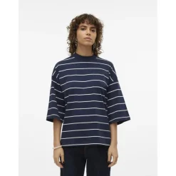 VERO MODA dame top VMMOLLY - Navy Blazer snow white