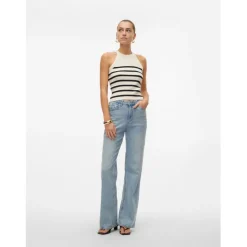 VERO MODA DAME TOP VMSABA - Birch Stripes black