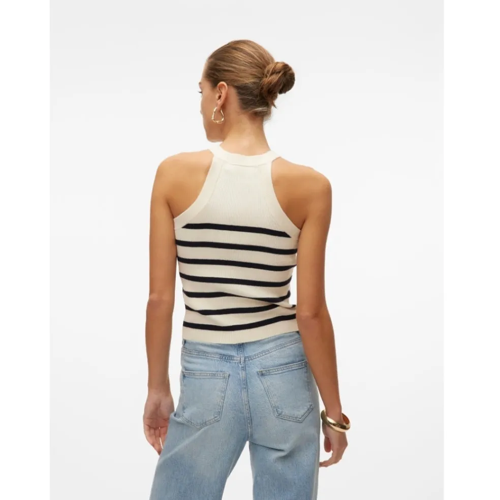 VERO MODA DAME TOP VMSABA - Birch Stripes black
